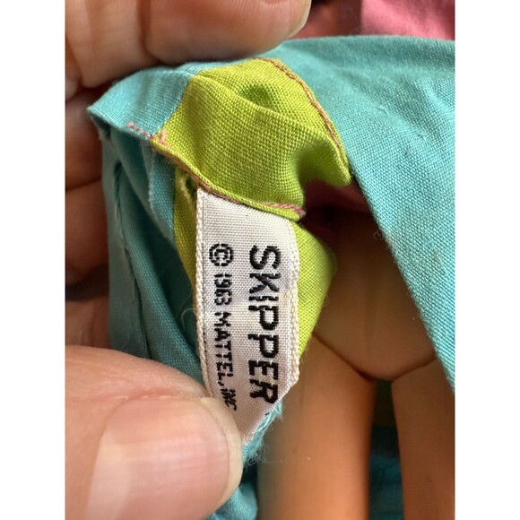 VINTAGE Brunette SKOOTER Doll Skipper’s Friend 1963 Mattel Barbie Original Dress - Picture 12 of 13